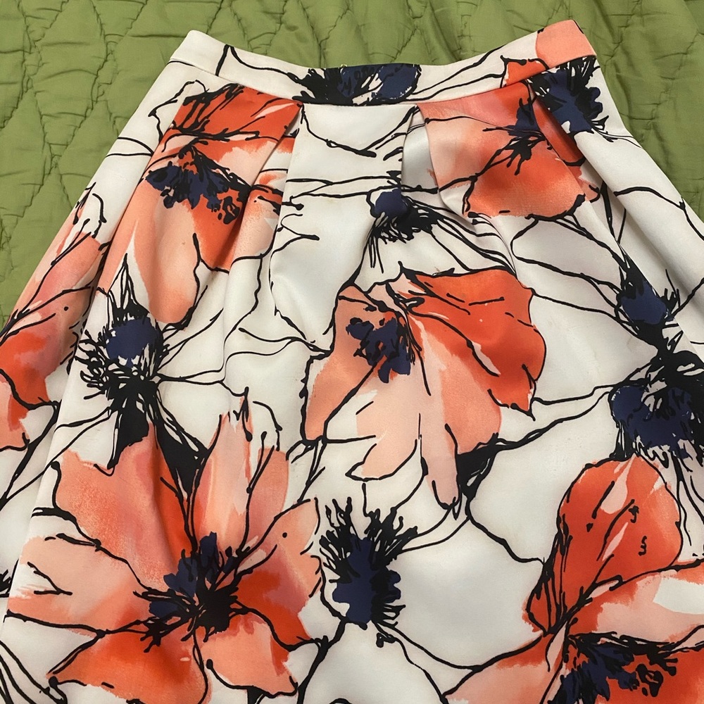 Aqua floral print skirt